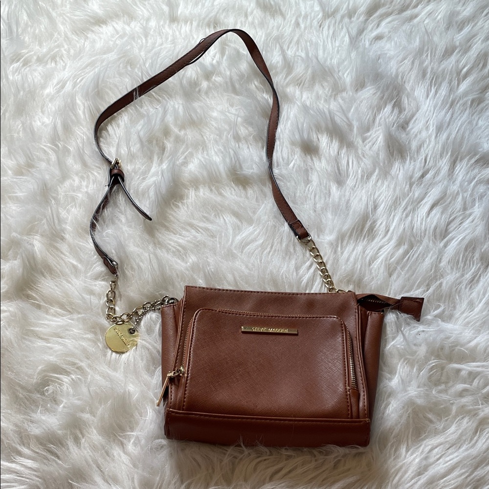 Steve Madden Brown Crossbody Bag with Gold Chain